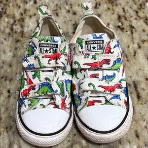 Converse All Star Kids Dinosaur Velcro Sneakers- White, Red, Green, Blue Child 9